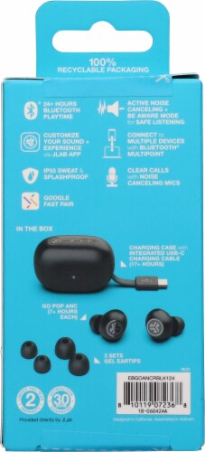 JLab® Audio Go Pop ANC True Wireless Earbuds - Black Perspective: back