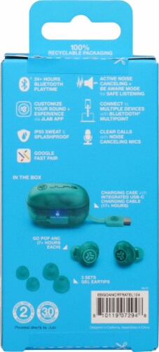 JLab Audio Go Pop ANC True Wireless Earbuds - Teal Perspective: back