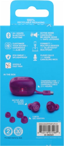 JLab® Audio Go Pop ANC True Wireless Earbuds - Purple Perspective: back