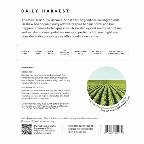 Daily Harvest Chickpea + Coconut Curry Harvest Bowl Perspective: back