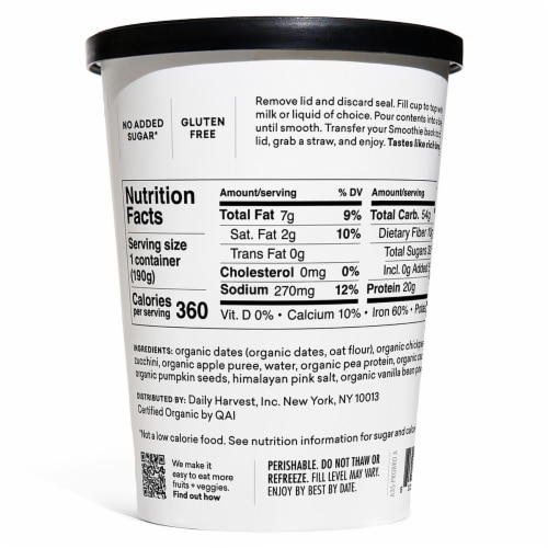 Daily Harvest Dark Chocolate Protein Smoothie Perspective: back