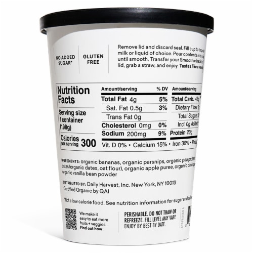 Daily Harvest Vanilla Bean Protein Smoothie Perspective: back