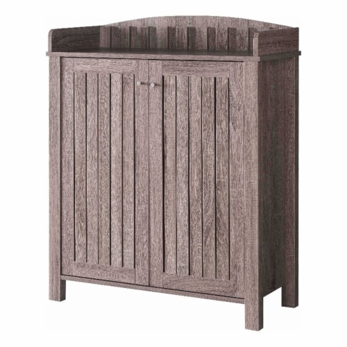 Smart Home Furniture 4-Shelf Contemporary Wood Shoe Cabinet in Dark Taupe Brown Perspective: back