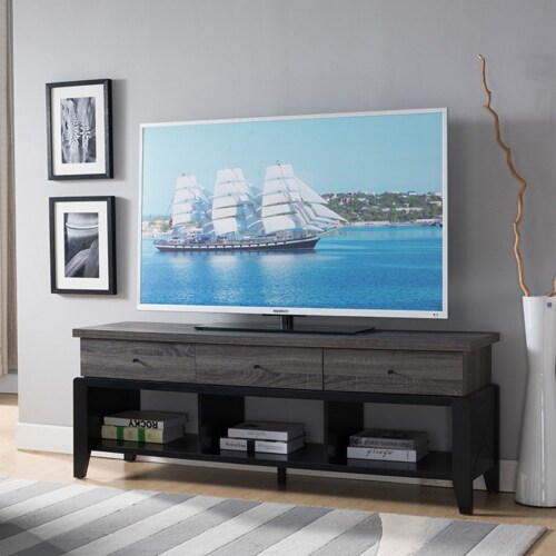 Smart Home Furniture Wood TV Stand for TVs up to 65 in Black