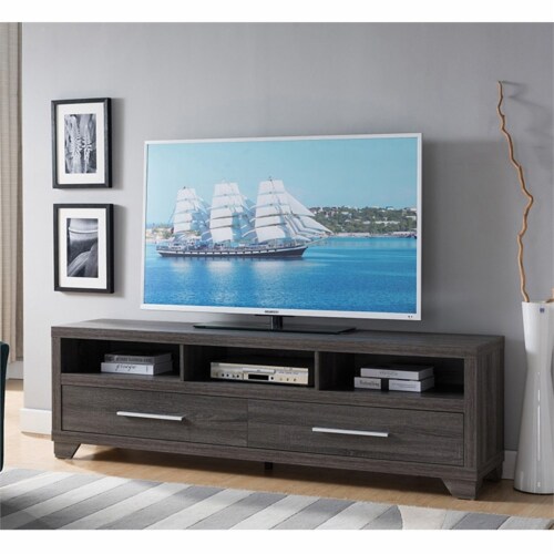 Smart Home Furniture 2 Drawer Wood TV Stand for TVs up to 75 in
