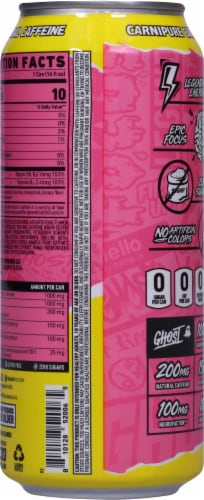 Ghost® Zero Sugar Sour Pink Lemonade Energy Drink Can Perspective: back