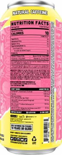 Ghost® Zero Sugar Sour Pink Lemonade Energy Drink Can Perspective: back