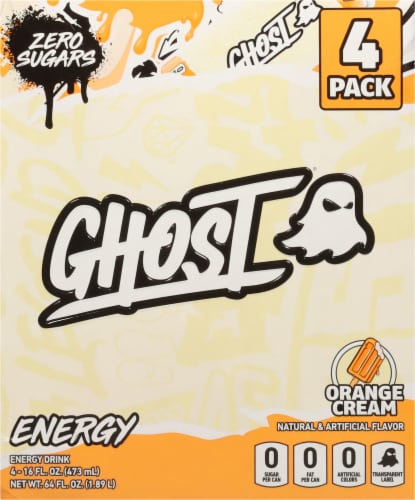 Ghost Zero Sugar Orange Cream Energy Drink Multipack Cans Perspective: back