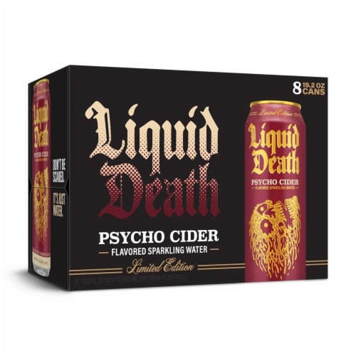 Liquid Death Sparkling Water Psycho Cider King Size Cans Perspective: back