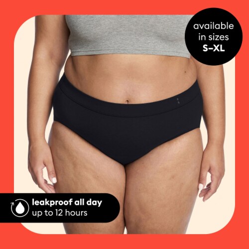 Thinx for All Women's Everyday Comfort Brief Leakproof Period Underwear, Size Extra Large, Black Perspective: back