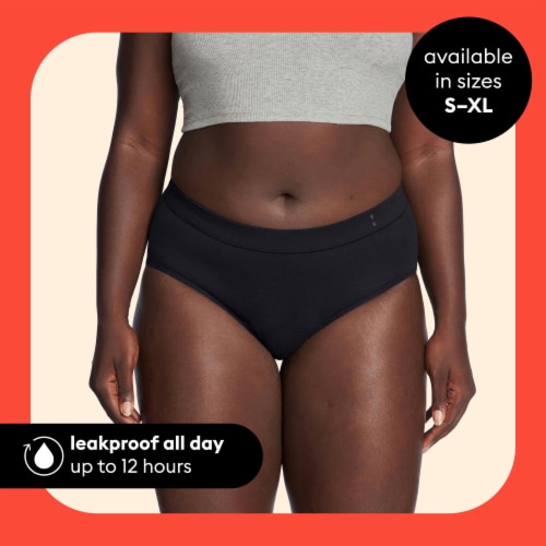 Thinx for All Women's Everyday Comfort Brief Leakproof Period Underwear, Size Medium, Black Perspective: back