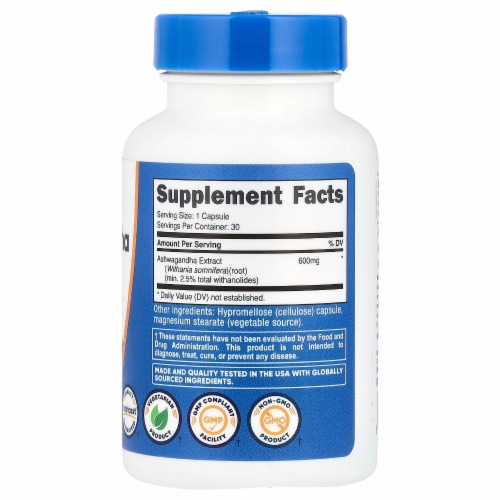 Nutricost Ashwagandha Root Extract 600 mg - 30 Capsules, 30