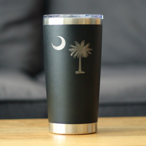 Bevvee™ South Carolina Flag - Insulated Coffee Tumbler - South Carolina Gifts - Black, 20 oz Perspective: back
