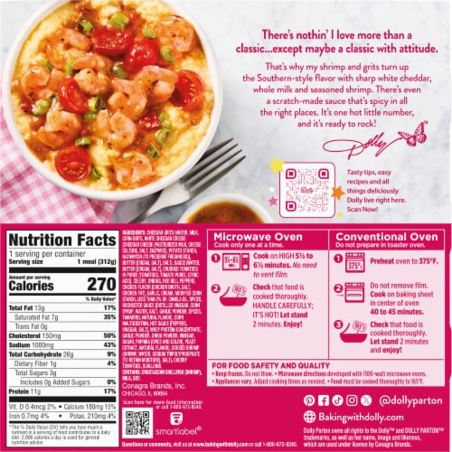 Dolly Parton's™ Shrimp & Grits With Cheese, Tomatoes, Scallions and Spicy Sauce Perspective: back