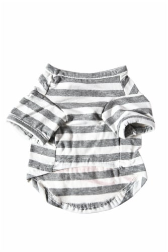 Tough Like Mommy Medium Grey & White Stripe Dog T-Shirt Perspective: back