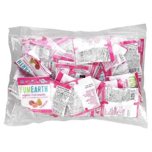 YumEarth Organic Fruit Snacks Tropical 35 Snack Packs - 0.7 oz (19.8 g) Each Perspective: back