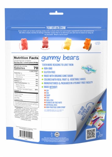 Yum Earth Organic Gummy Bears Snack Packs Variety Bag Perspective: back
