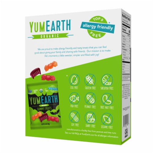 Yum Earth® Halloween Fruity Organic Gummy Candy Box Perspective: back