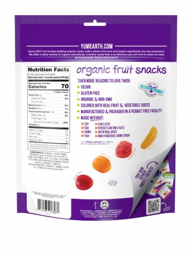 Yum Earth Organic Banana Cherry Peach & Strawberry Fruit Snacks Perspective: back