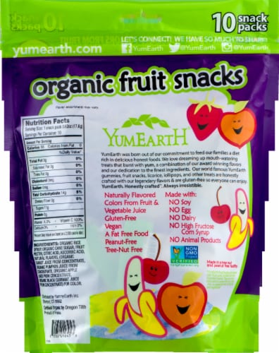 Yum Earth Organics Fruit Snacks Family Share Bag Perspective: back