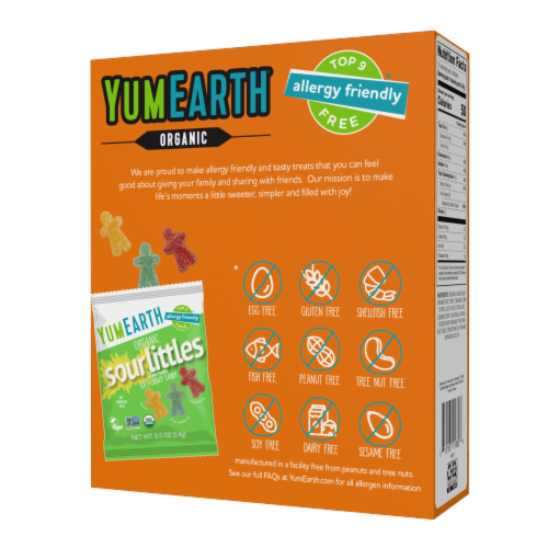Yum Earth® Halloween Sour Organic Gummy Candy Box Perspective: back