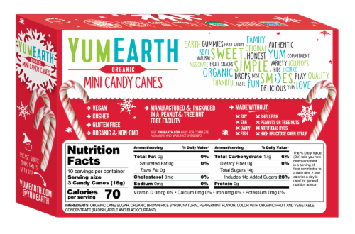 Yum Earth Holiday Organic Mini Candy Canes Perspective: back