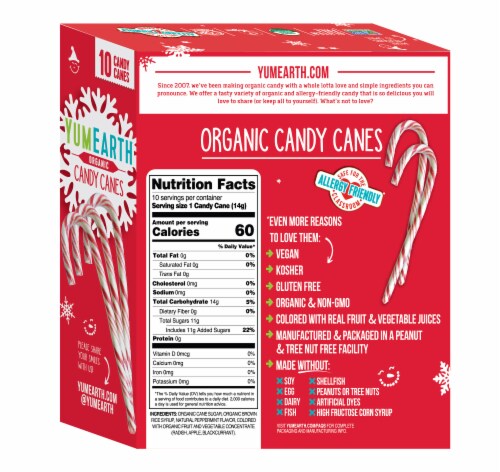Yum Earth Holiday Organic Candy Canes Perspective: back