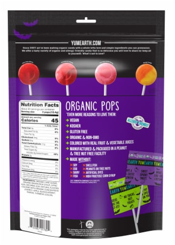 Yum Earth® Organic Halloween Wrapped Pops Perspective: back