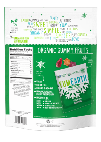 Yum Earth Organic Gummy Fruits Perspective: back