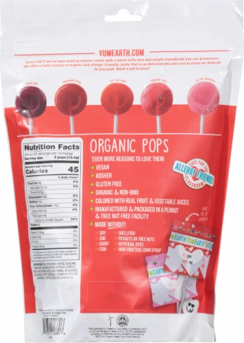Yum Earth® Organic Valentine Pops Candy Perspective: back