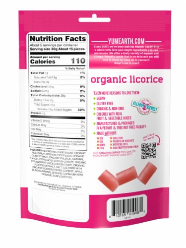 Yum Earth Gluten Free Organic Strawberry Licorice Perspective: back