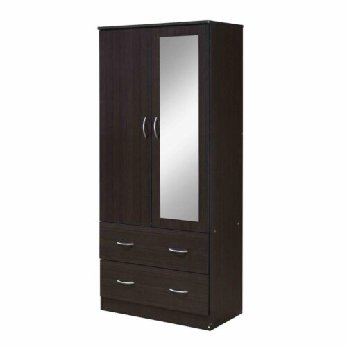 Two door wardrobe with mirror and drawers discount