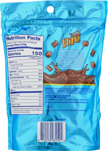 Flipz® Stuff'd Milk Chocolate Peanut Butter Filled Pretzels Perspective: back