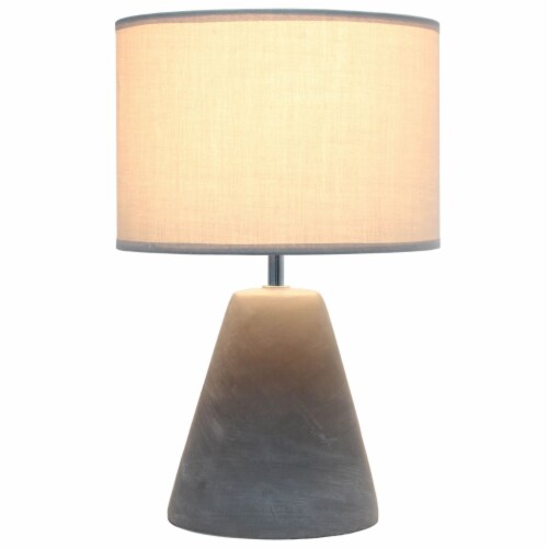 Simple Designs Concrete Pinnacle Table Lamp in Gray with Gray Shade Perspective: back