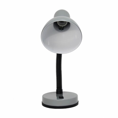 Simple Designs Metal Basic Flexible Neck Desk Lamp in Silver with Silver Shade Perspective: back