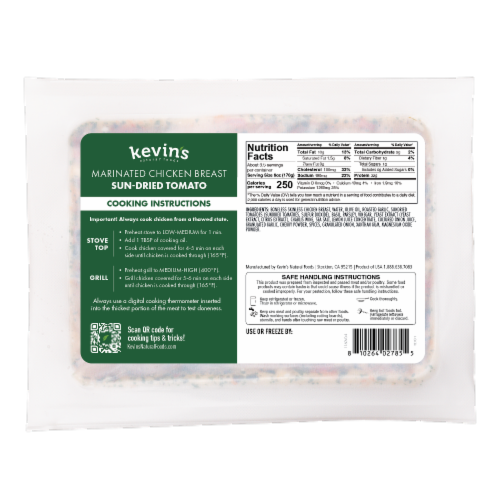 Kevin's Natural Foods Marinated Chicken Breast Sun-Dried Tomato Sauce Perspective: back
