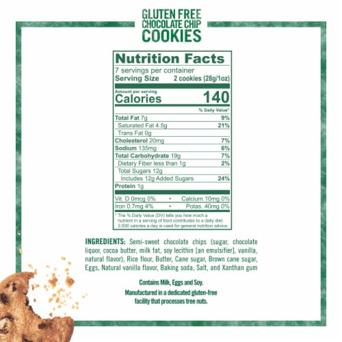 Tate's Bake Shop Gluten Free Chocolate Chip Cookies Perspective: back