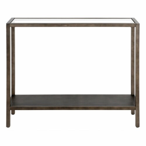 Henn&Hart 36  Aged Steel Metal/Glass Console Table Perspective: back