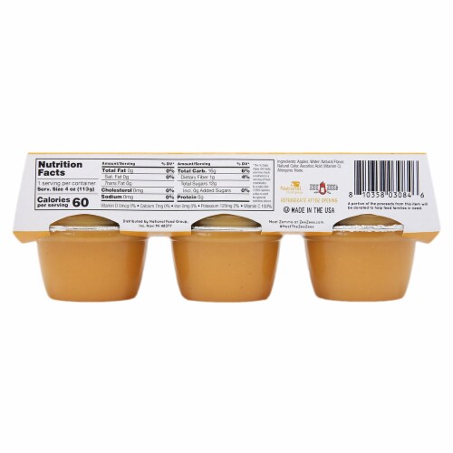 Zee Zee's Orange Dreamsicle Applesauce Cups Perspective: back