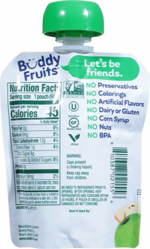 Buddy Fruits® Original Gluten Free Pure Blended Apple Fruit Pouch Perspective: back
