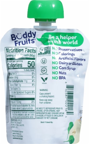Buddy Fruits® & Veggies Apple Spinach & Pear Blends Perspective: back