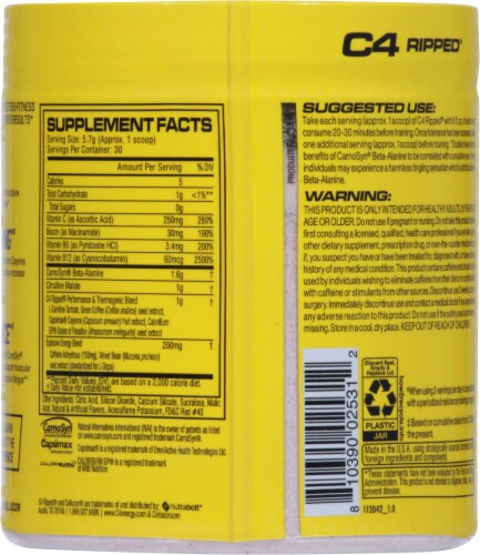 Cellucor C4® Cherry Limeade Ripped Pre-Workout Dietary Supplement Perspective: back