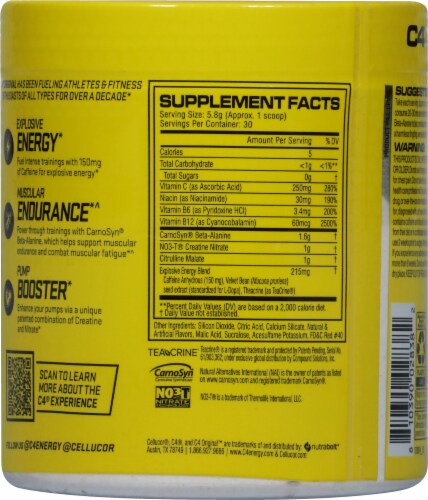 Cellucor C4® Cherry Limeade Pre-Workout Dietary Supplement Perspective: back