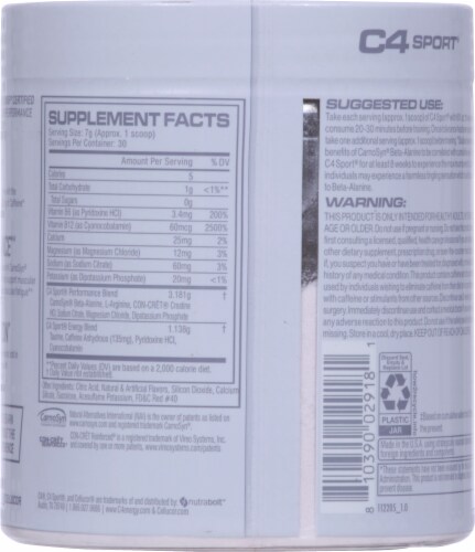 Cellucor C4 Sport Fruit Punch Pre-Workout Powder Supplement Perspective: back
