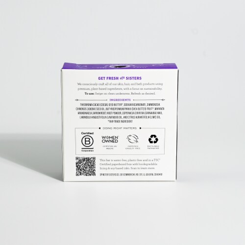 Spinster Sisters Co. Lavender Lime Deodorant Bar Perspective: back