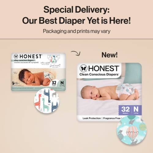 The Honest Company Clean Conscious Diapers® | Hypoallergenic + Fragrance Free | Size Newborn Perspective: back