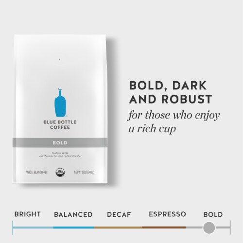 Blue Bottle Bold Dark Roast Whole Bean Coffee Perspective: back