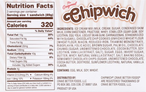 Chipwich® Vanilla Chocolate Chip Ice Cream Sandwiches, 3 ct / 4.25 oz