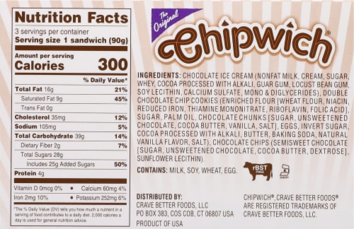 Chipwich® Double Chocolate Chip Ice Cream Cookie Sandwich Perspective: back