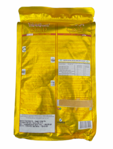 Parliament Gold Jumbo Extra Long Basmati Rice Perspective: back